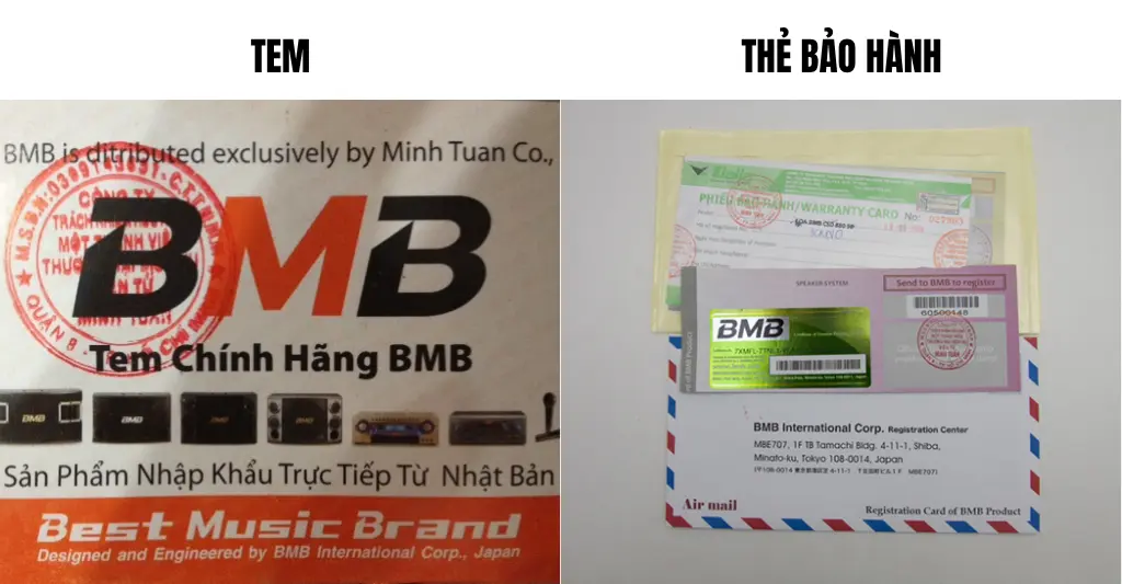 Tem và thẻ bảo hành chính hãng
