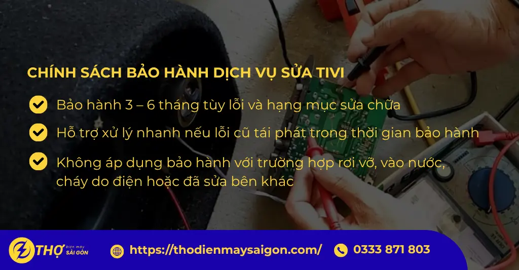 Chính sách bảo hành dịch vụ sửa tivi
