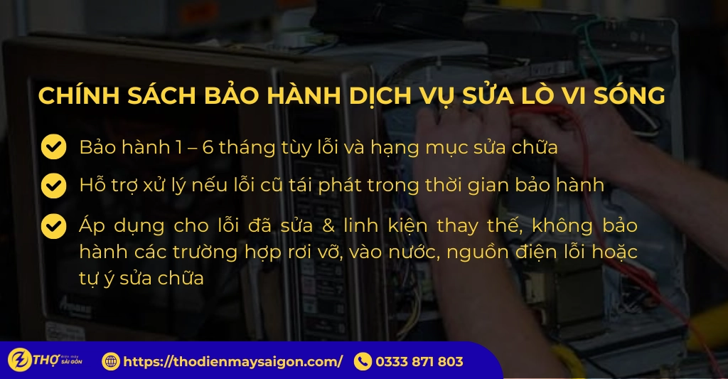 Chính sách bảo hành dịch vụ sửa lò vi sóng tại Thợ Điện Máy Sài Gòn